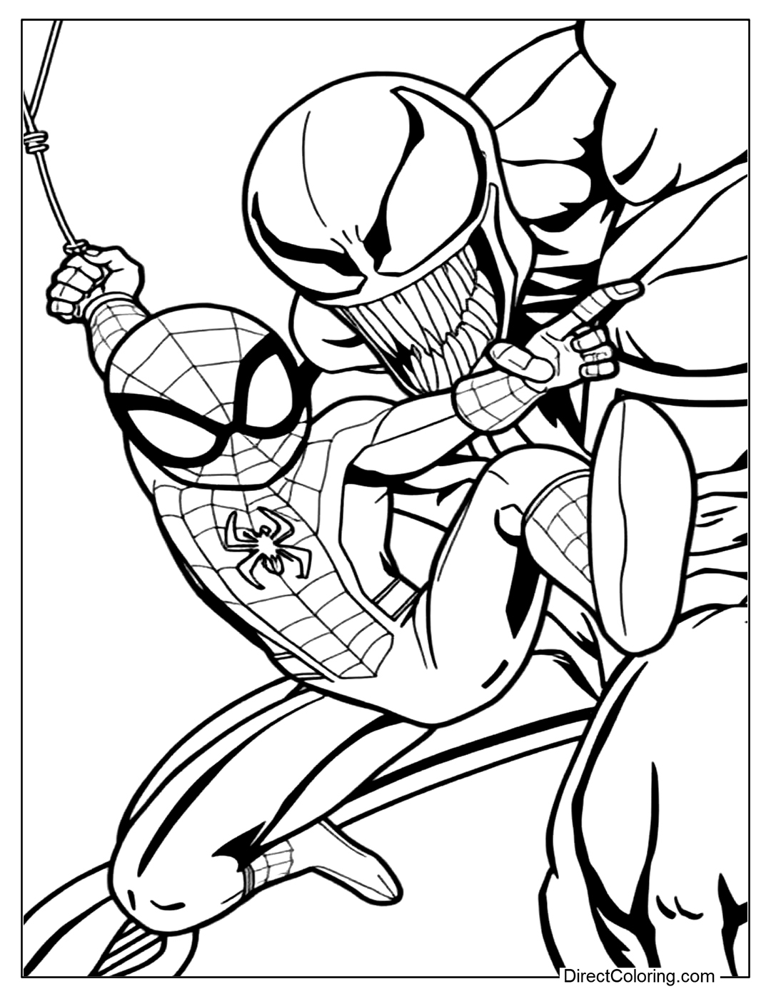 Spider-Man vs Venom Coloring Page Printable